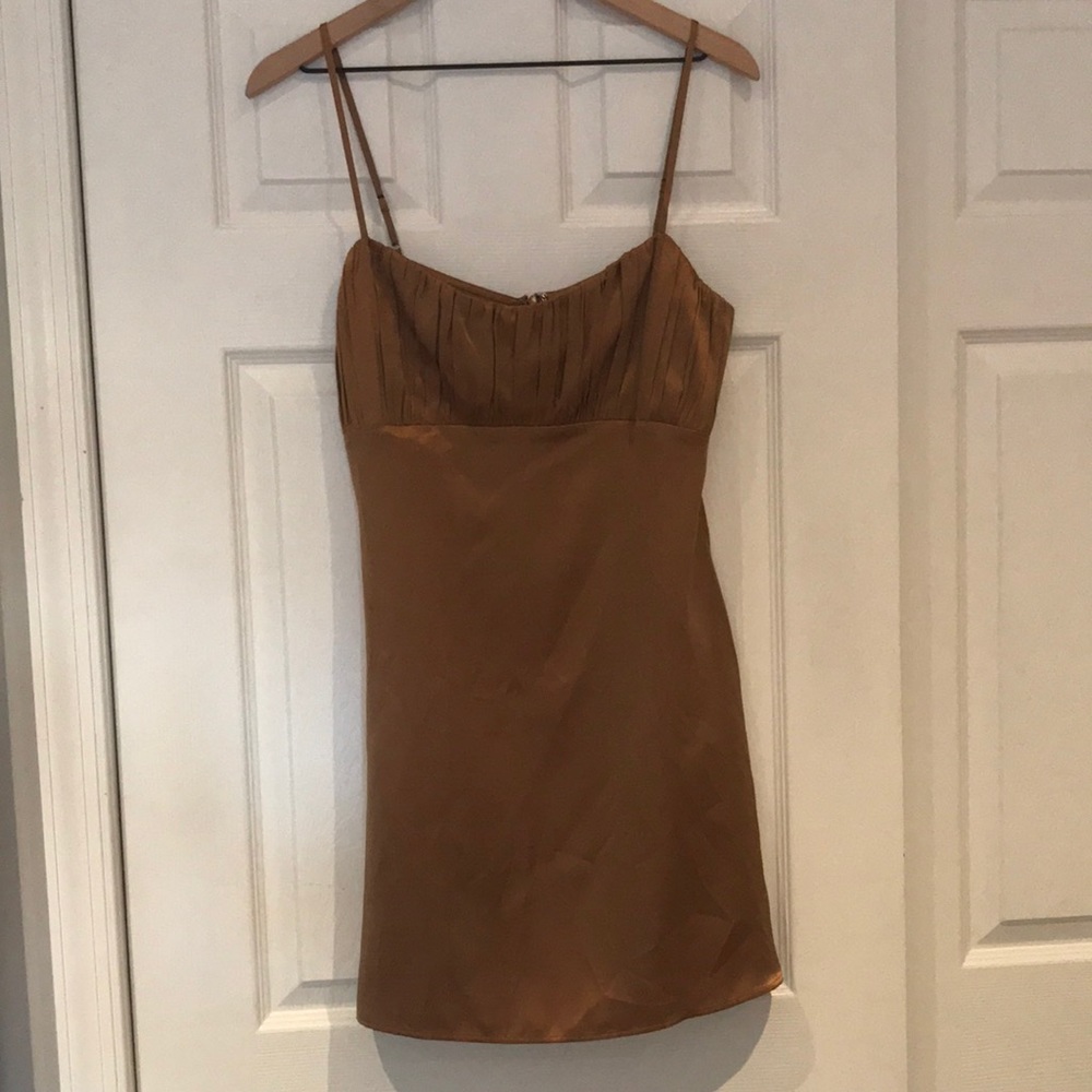 nwot REFORMATION silk copper babydoll dress